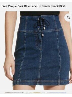 Free People Women's Skirt Size 10 Blue Modern Femme Denim Corset Mini Skirt